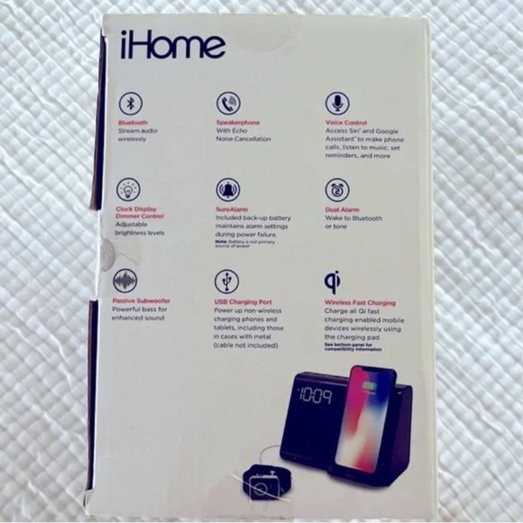 Speaker Alarm Clock Wireless Charging iHome - Picture 6 of 11